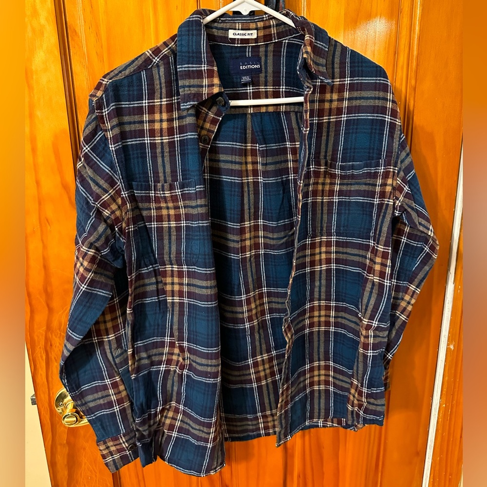 Mens Basic Editions Plaid Button Down Size Medium